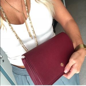 Tory Burch Maroon Emerson Crossbody